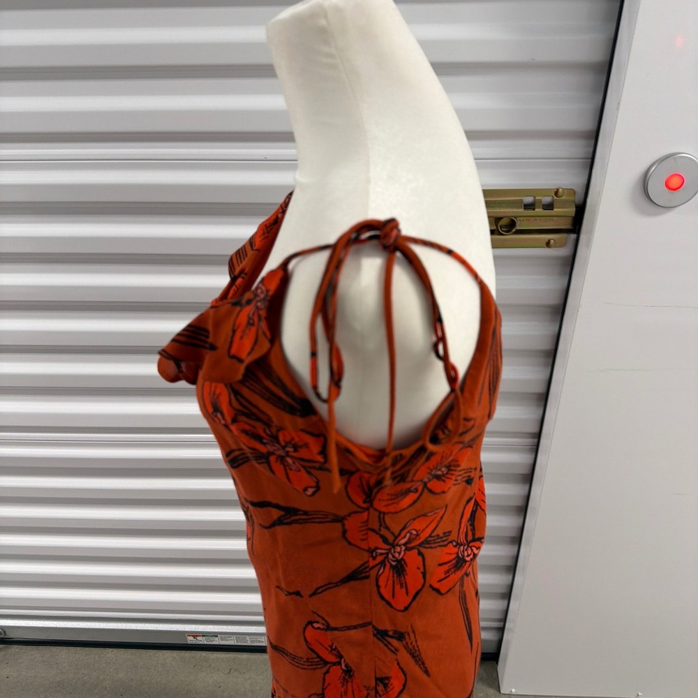 Floral Slip Midi Dress in Burnt Orange - Picture 5 of 11